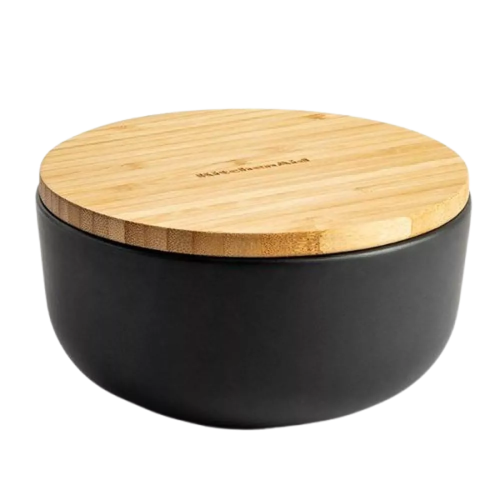 Миска з кришкою KitchenAid Matte Oven-to-table, з чорного керамограніту, 15 см, 1 л (CC004972-001)