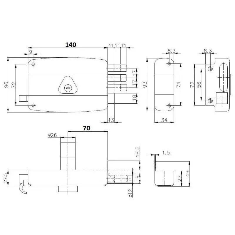 Замок накладний SIBA №14 140 мм B=70 мм - 2