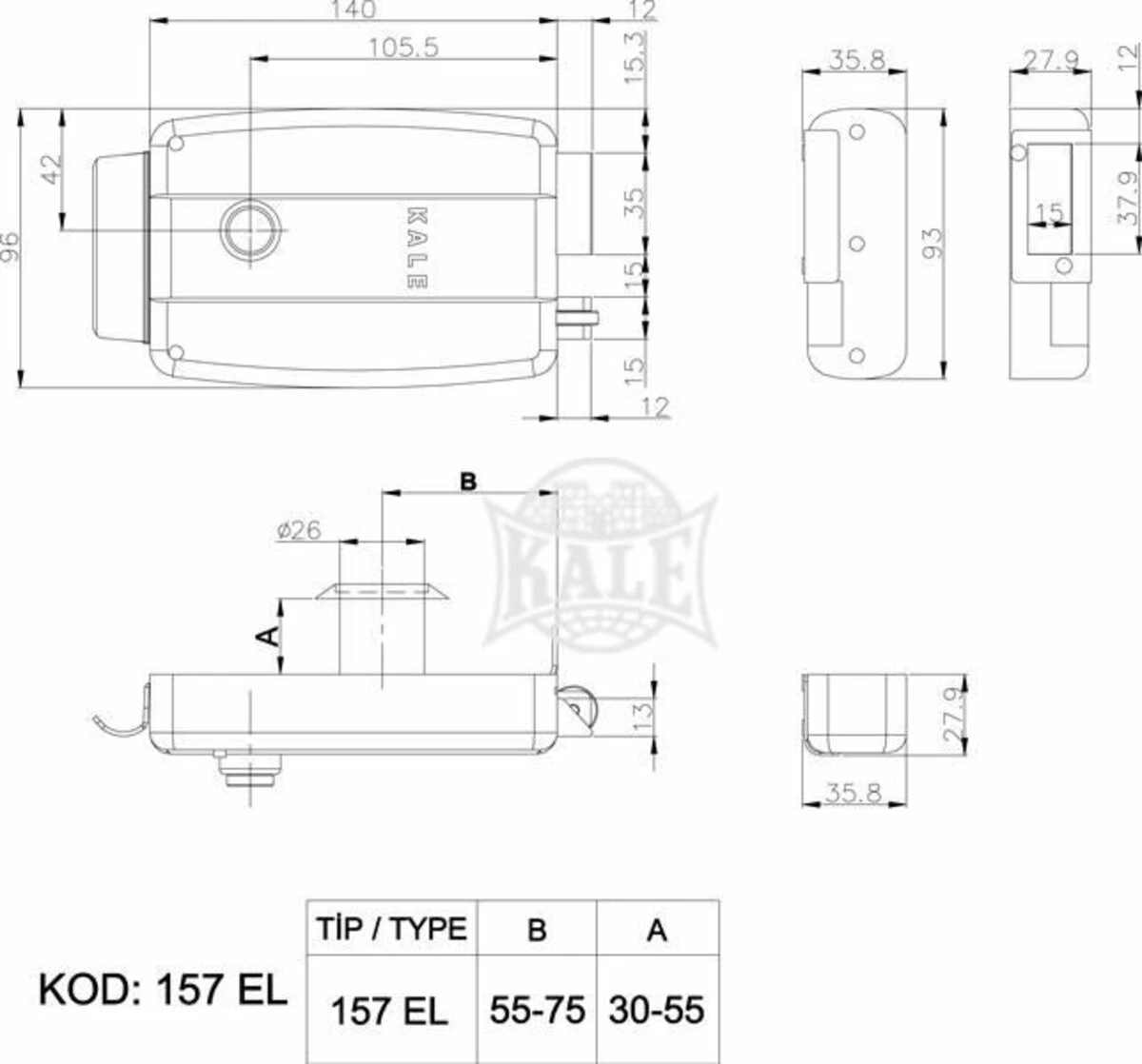 Замок накладной KALE электромеханический 157/EL - 2
