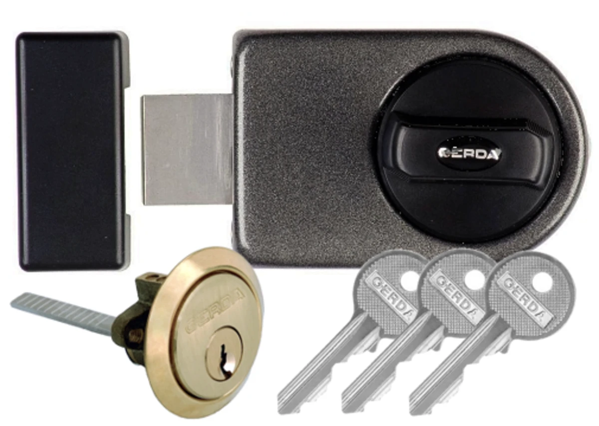 Замок накладний GERDA ZN-100 циліндр RIM E1 Графіт