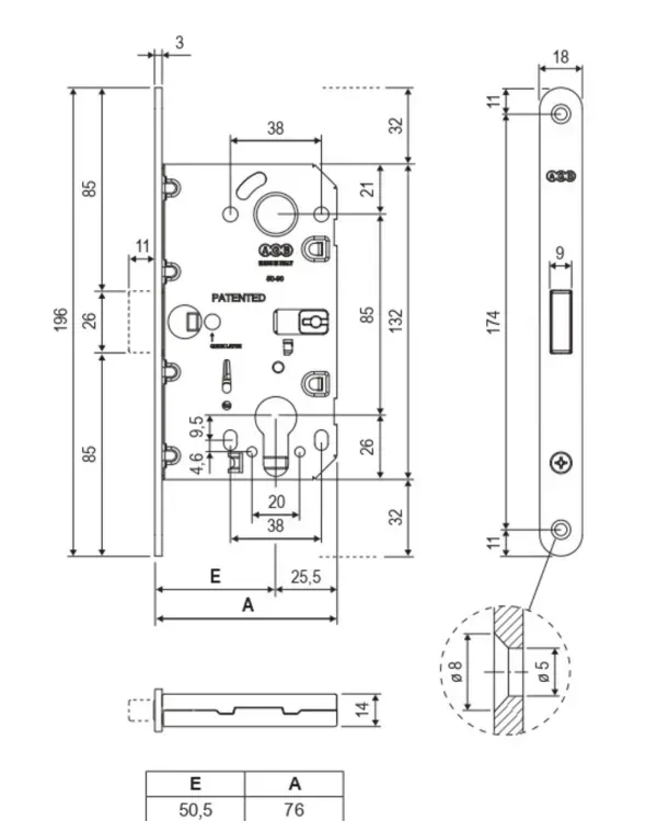 Замок AGB Polaris Wave B06133.50.FM PZ 18/196/50 Білий - 2