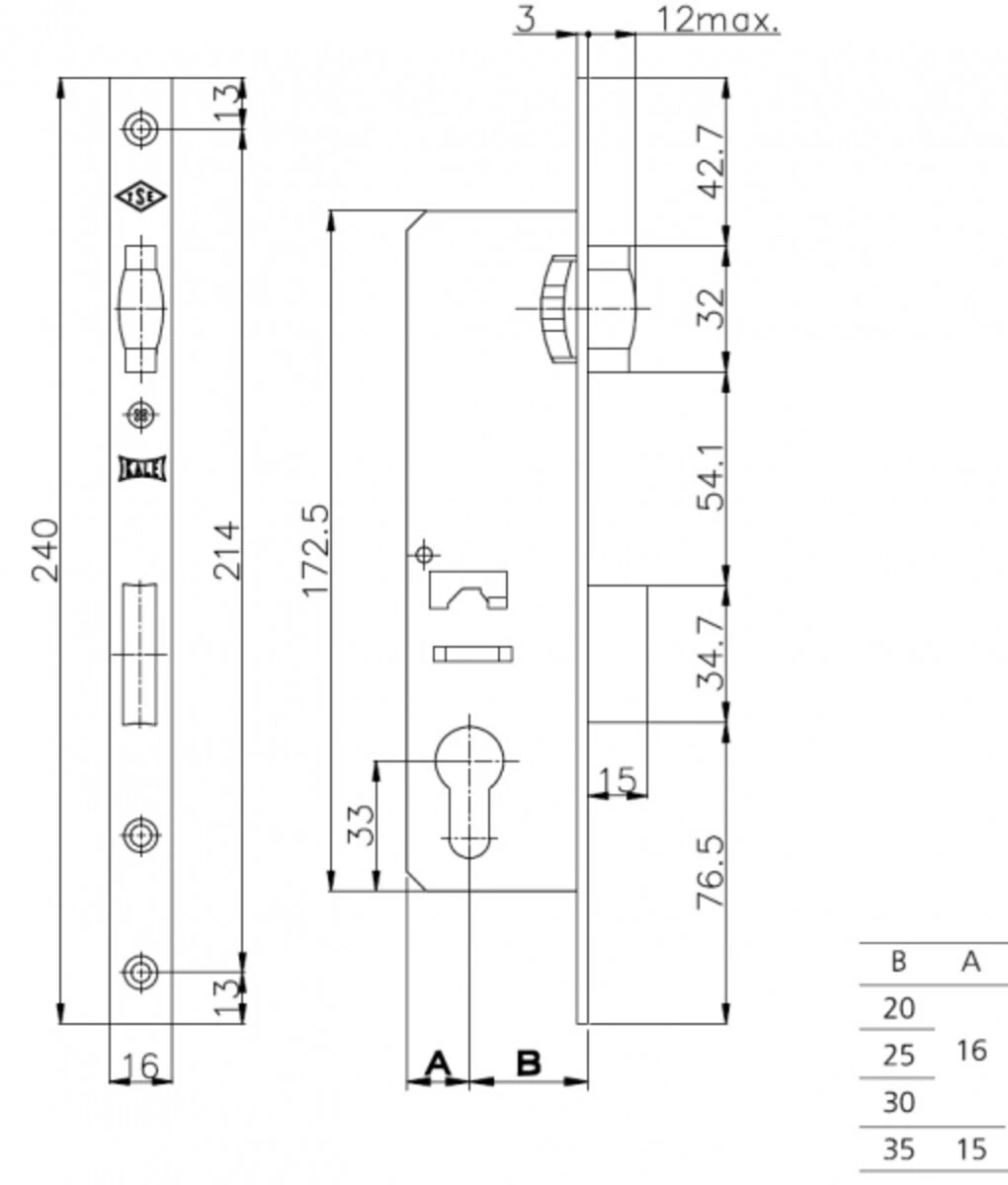 KALE Замок PVC (16 мм) 155P-30 ролик B=30 мм - 2