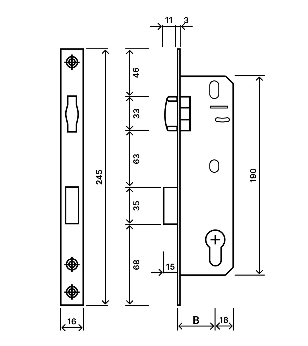 Замок SIBA PVC (16 мм) 10092/PR-35 ролик B=35 мм Хром - 2