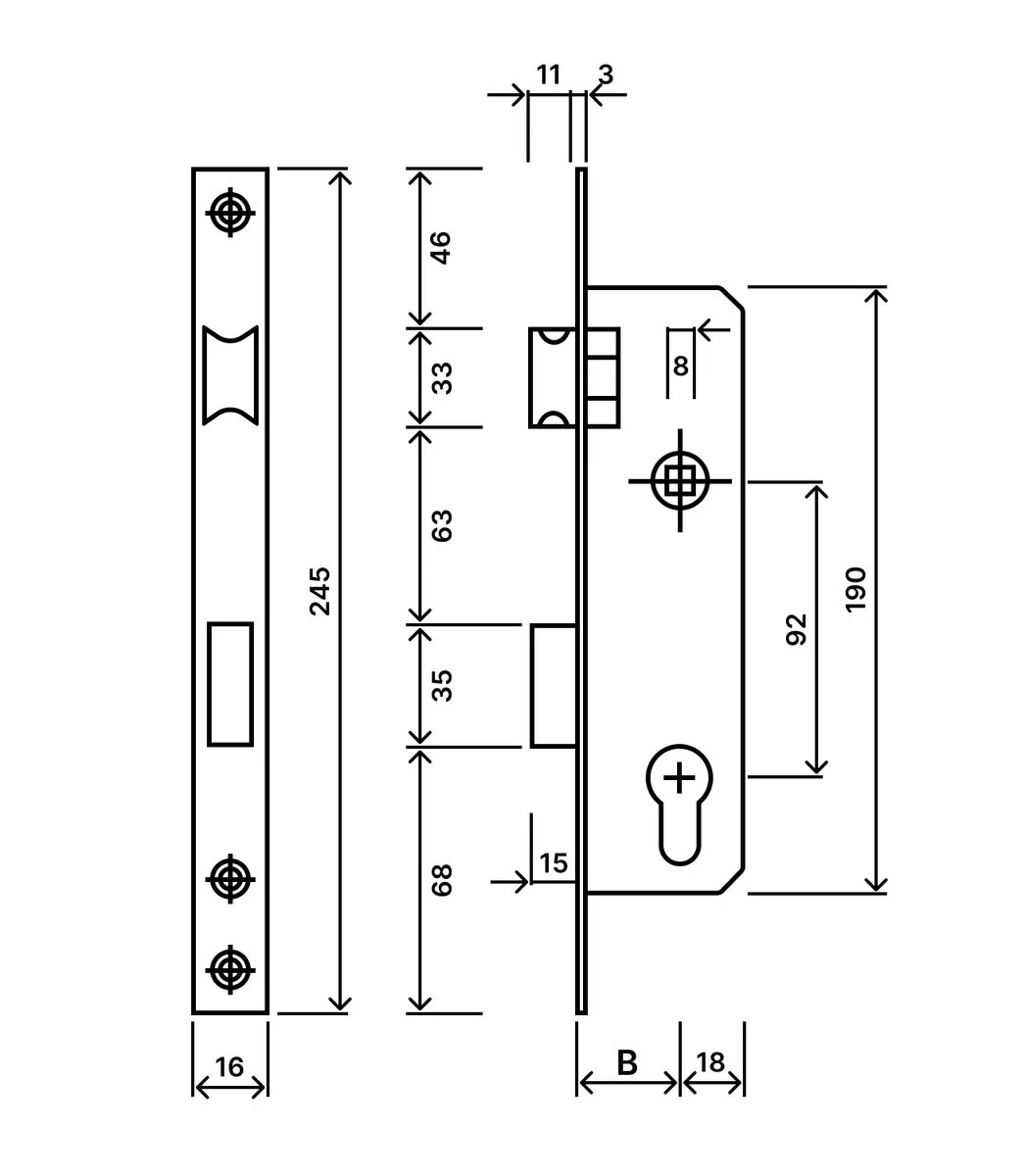 SIBA Замок PVC (16 мм) 10092/PL-35 защіпка B=35 мм - 2