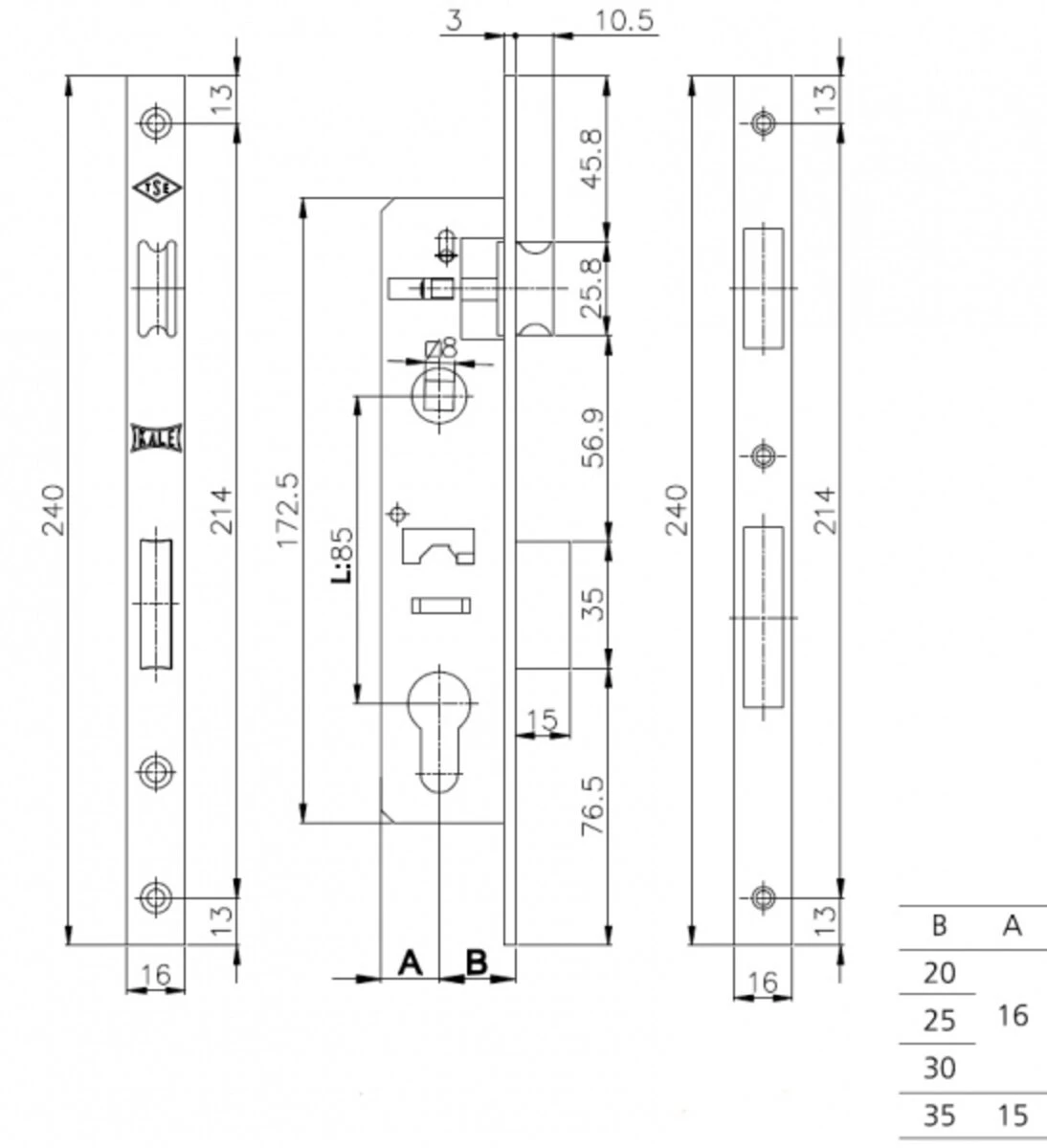 KALE Замок PVC (16 мм) 153P-20 защіпка B=20 мм - 2