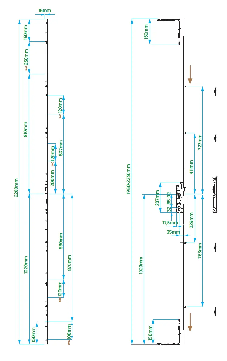 Замок VORNE V.6724.0402 195-220 см 92\35 ролик Хром - 2