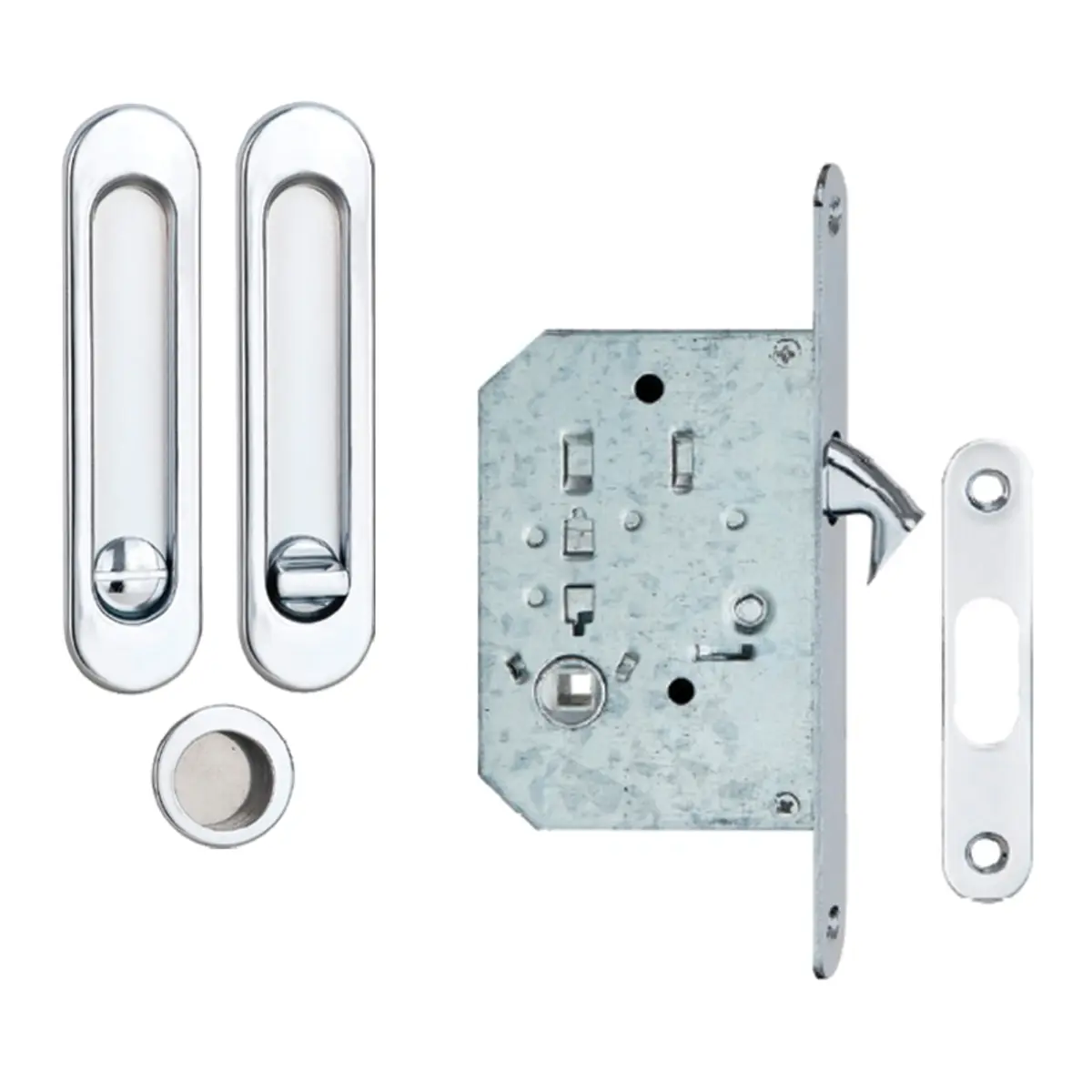 Замок с ручками SIBA S223 WC для раздвижных дверей Хром полированный CP