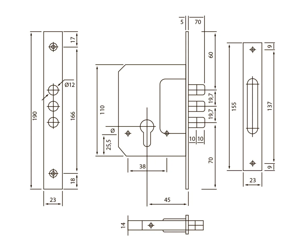 Замок SIBA додатковий 189/3M Хром - 2