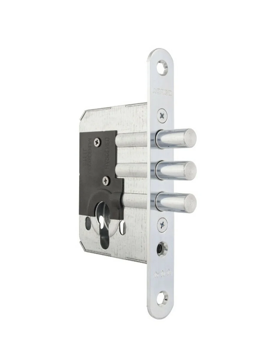 Замок GERDA врізний додатковий ZW-550 з бронепластиною Хром