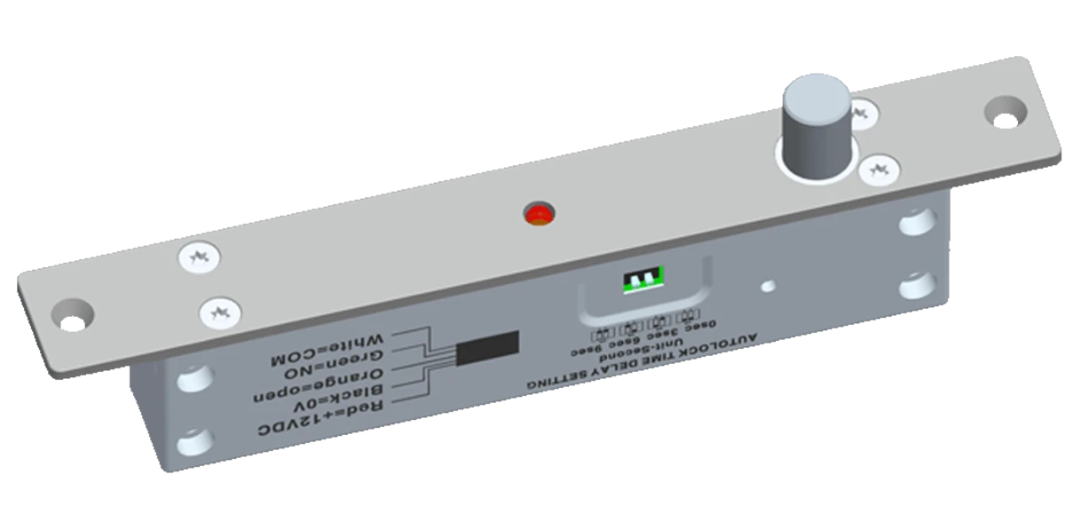 YLI Ригельный замок YB-500A(LED) NO (без питания открыт)  врезной для СКУД. Размеры 192x25x37мм.
