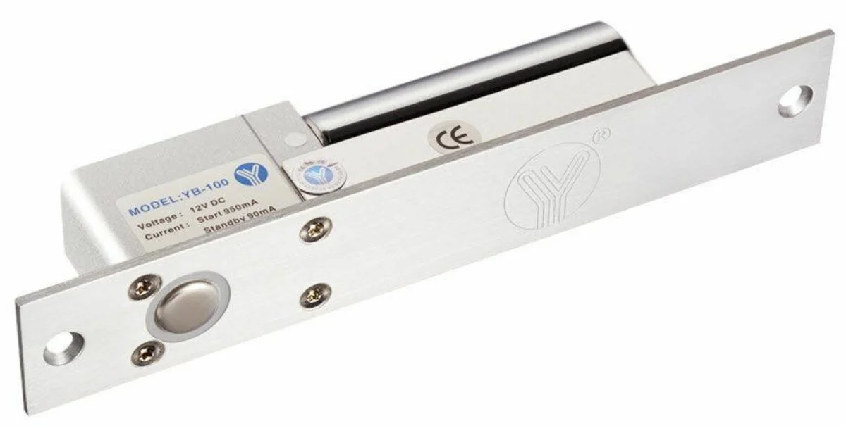 Замок YLI ригельний YB-100S NO врізний до СКУД (без живлення відкритий) 205×35×40 мм