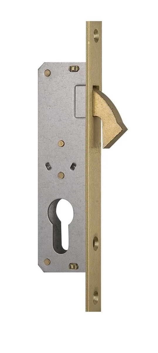 Замок SIBA 10201/20-PB дополнительный (краб) для раздвижных дверей 201/20 BP Латунь