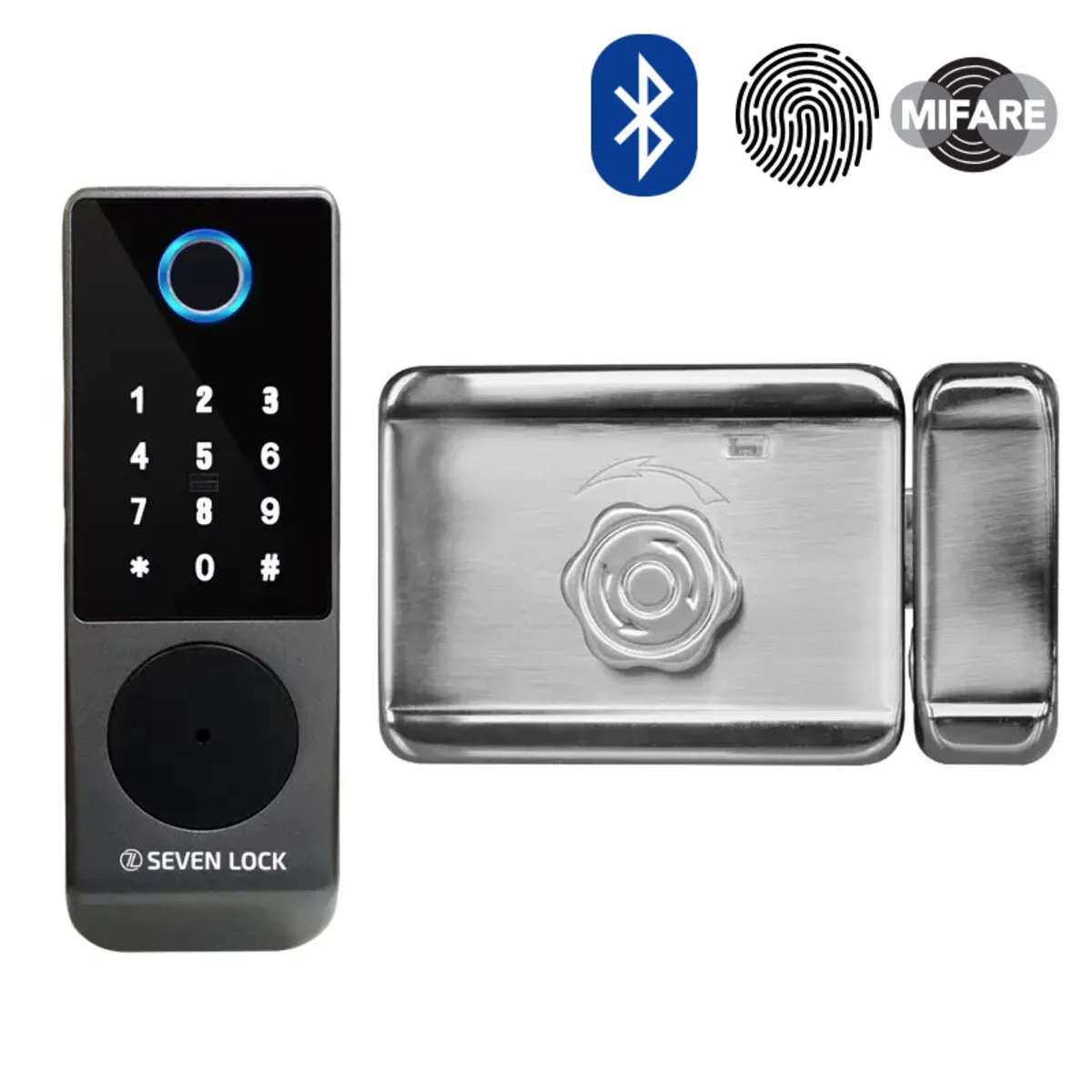 Розумний накладний замок SEVEN LOCK SL-7770BF Металік