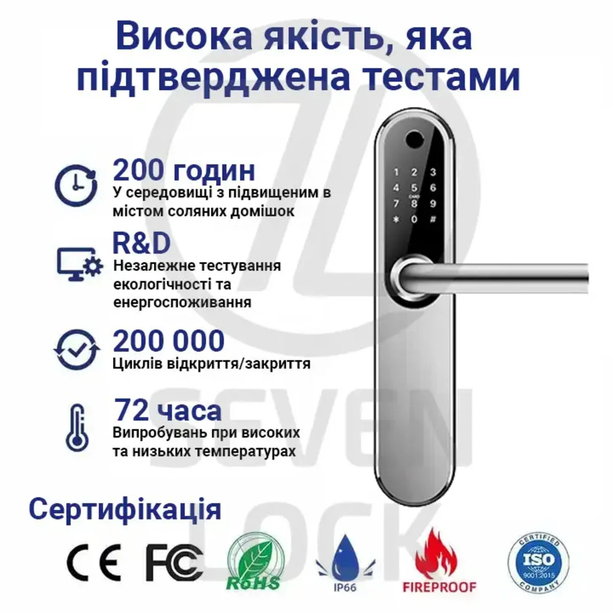 Умный замок SEVEN LOCK SL-7768BF (врезная часть 6068R) Серебро - 2