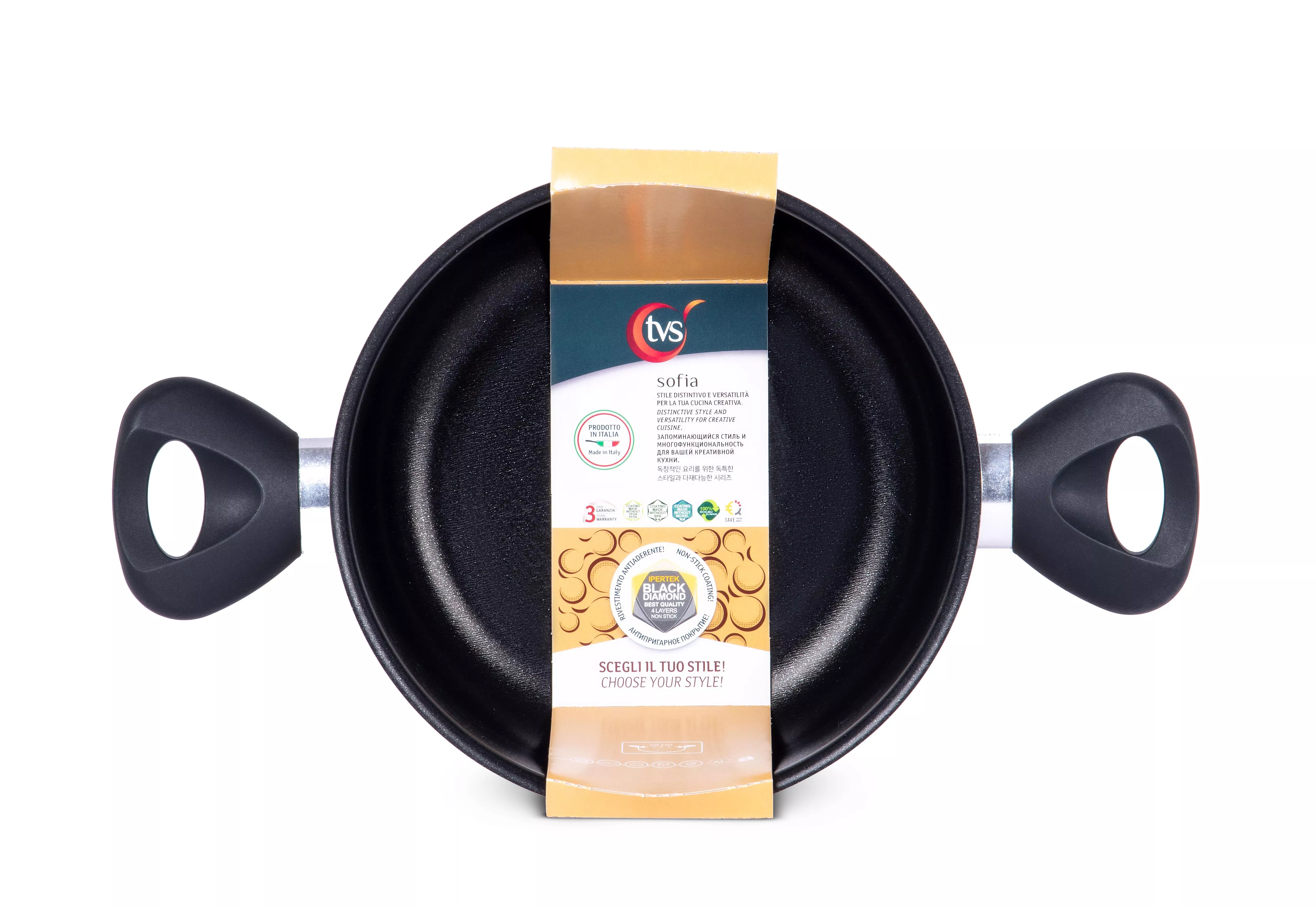 Сотейник TVS Sofia 24 см із двома ручками, жовтий - 2