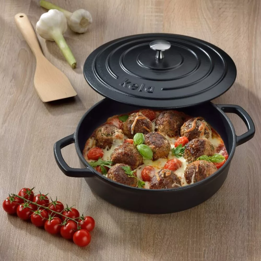 Сотейник чавунний з кришкою KELA Calido, 28 см, 3,2 л чорний (12468) - 2