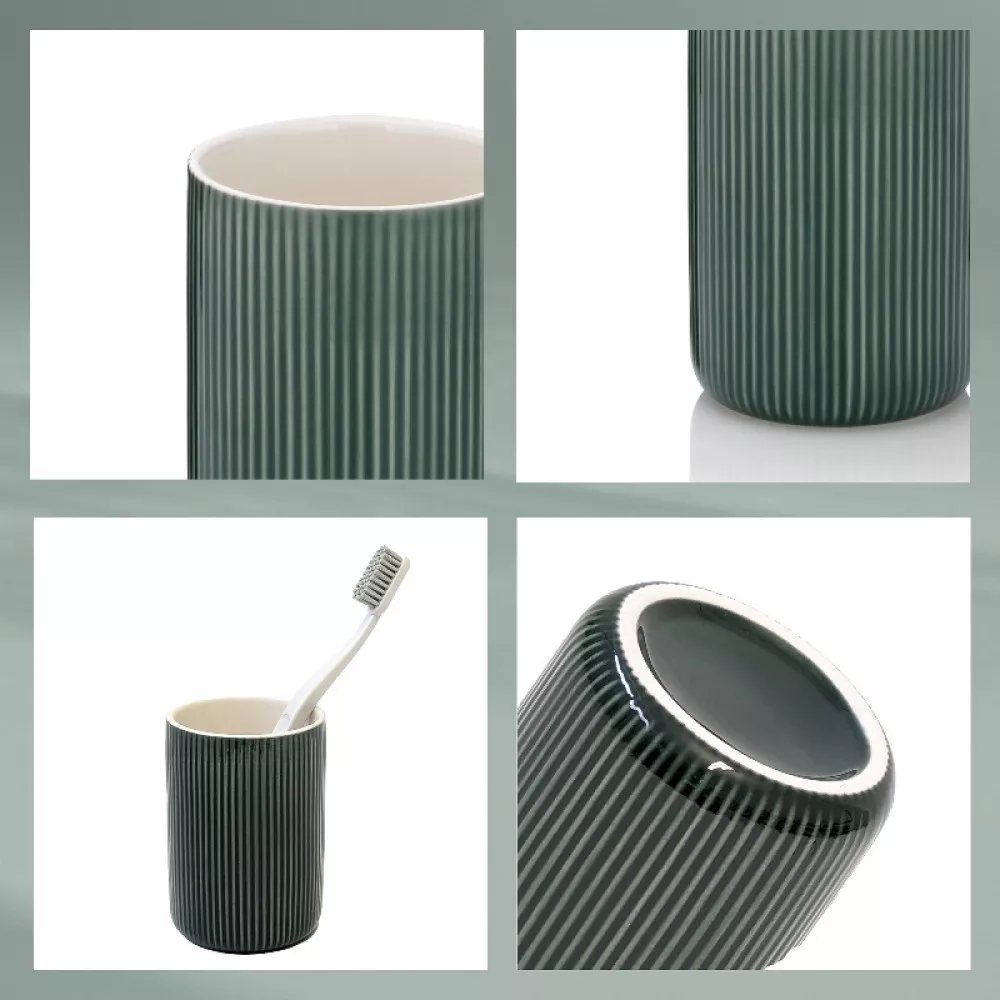 Склянка для зубних щіток KELA Ava, зелені альпи, 10.5х7.5 см (24416) - 3