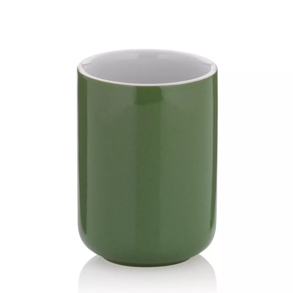 Склянка для зубних щіток KELA Isabella, зелене листя, 10х7.5 см (22006)