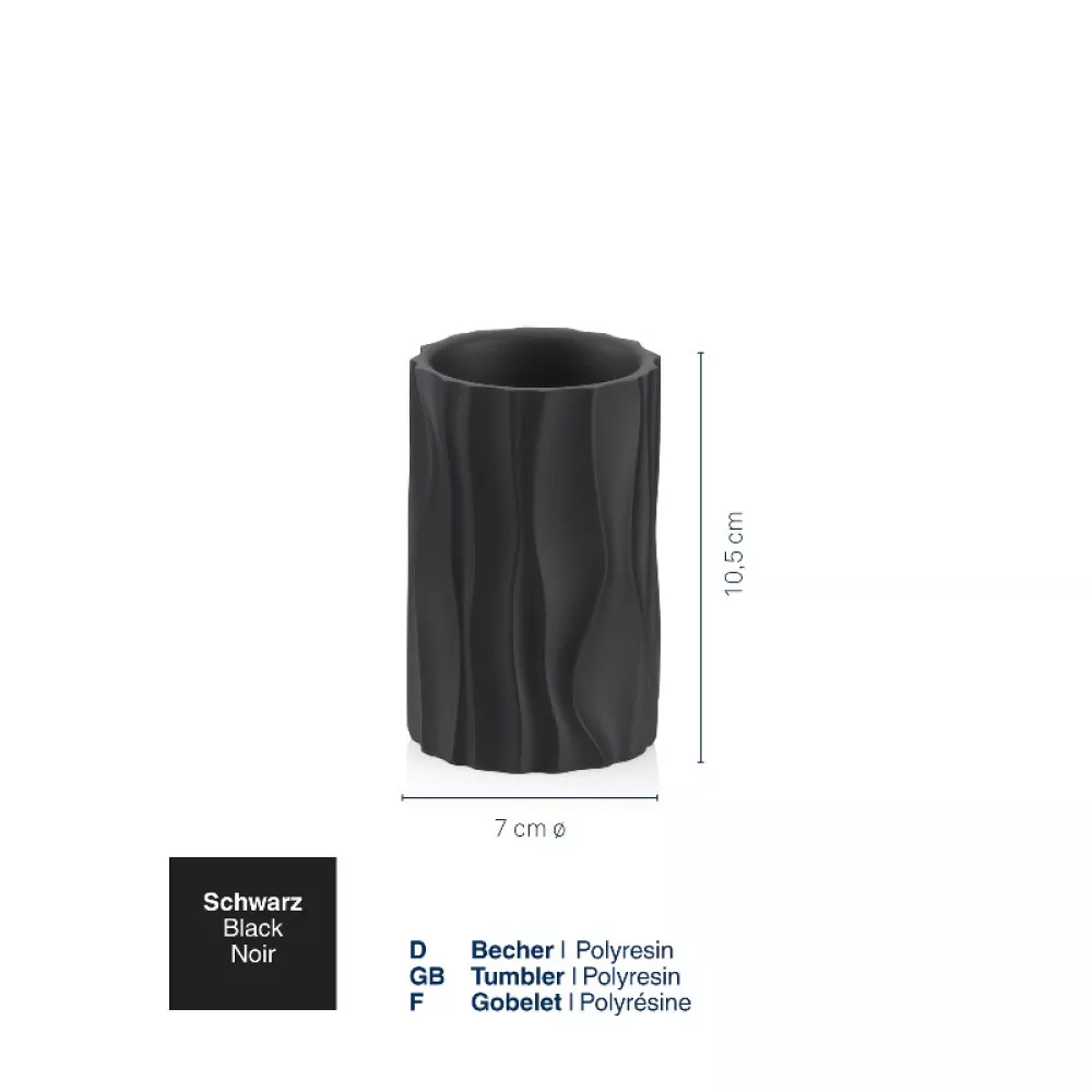 Склянка для зубних щіток KELA Merida, чорний, 10.5х7 см (23765) - 2