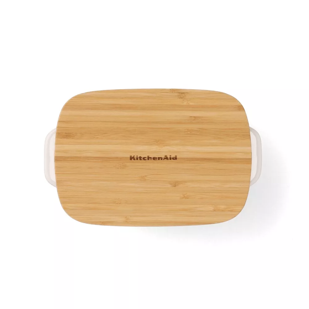 Форма для випікання з кришкою KitchenAid керамогранітна, 6,5 х15, 5х26 см, 0,9 л, кремовий колір (CC - 3