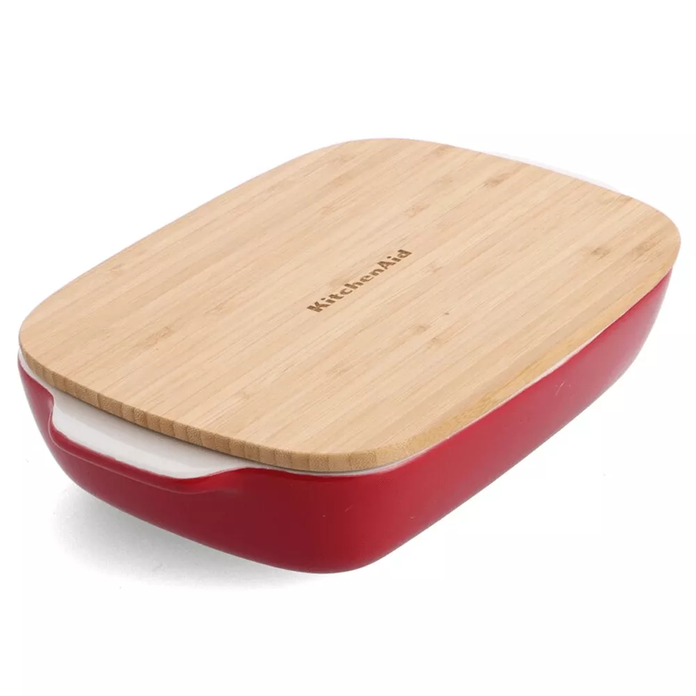 Форма для випікання з кришкою KitchenAid керамогранітна, 7,5 х19, 5х32, 8 см, 1,9 л колір червоний (