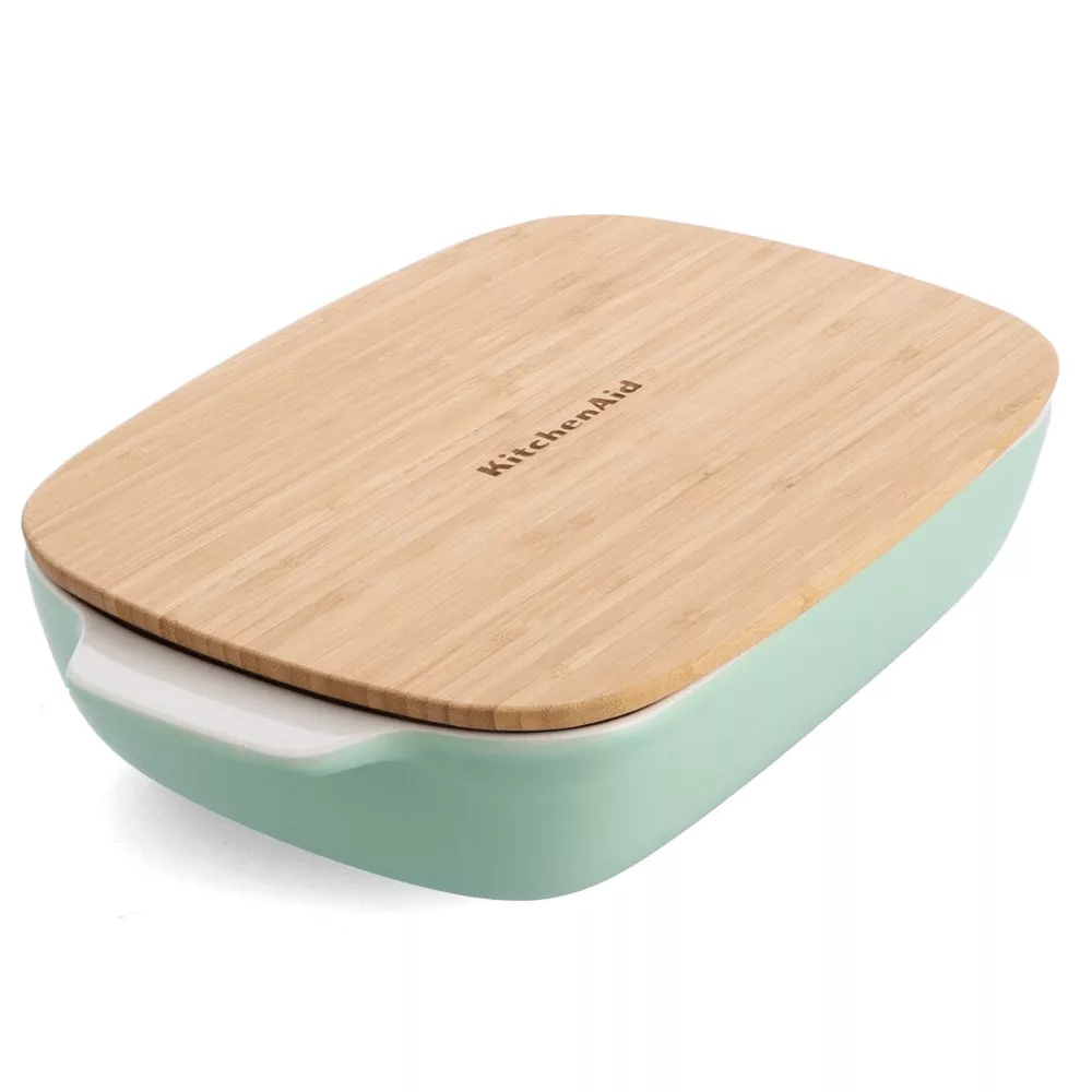 Форма для випікання з кришкою KitchenAid керамогранітна, 8,8 х24, 8х40, 4 см, 3,8 л, фісташ колір (C