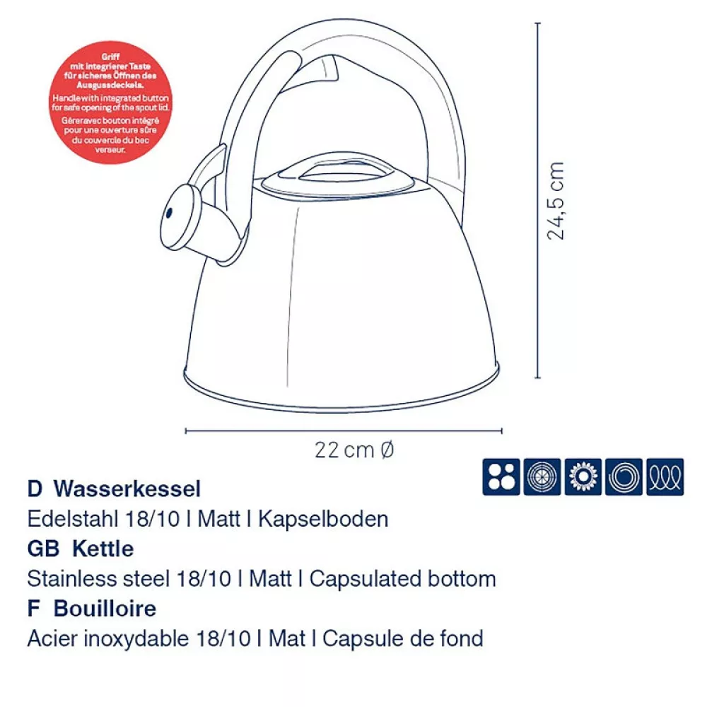 Чайник KELA Vitus, чорний, 2,4 л (12079) - 3