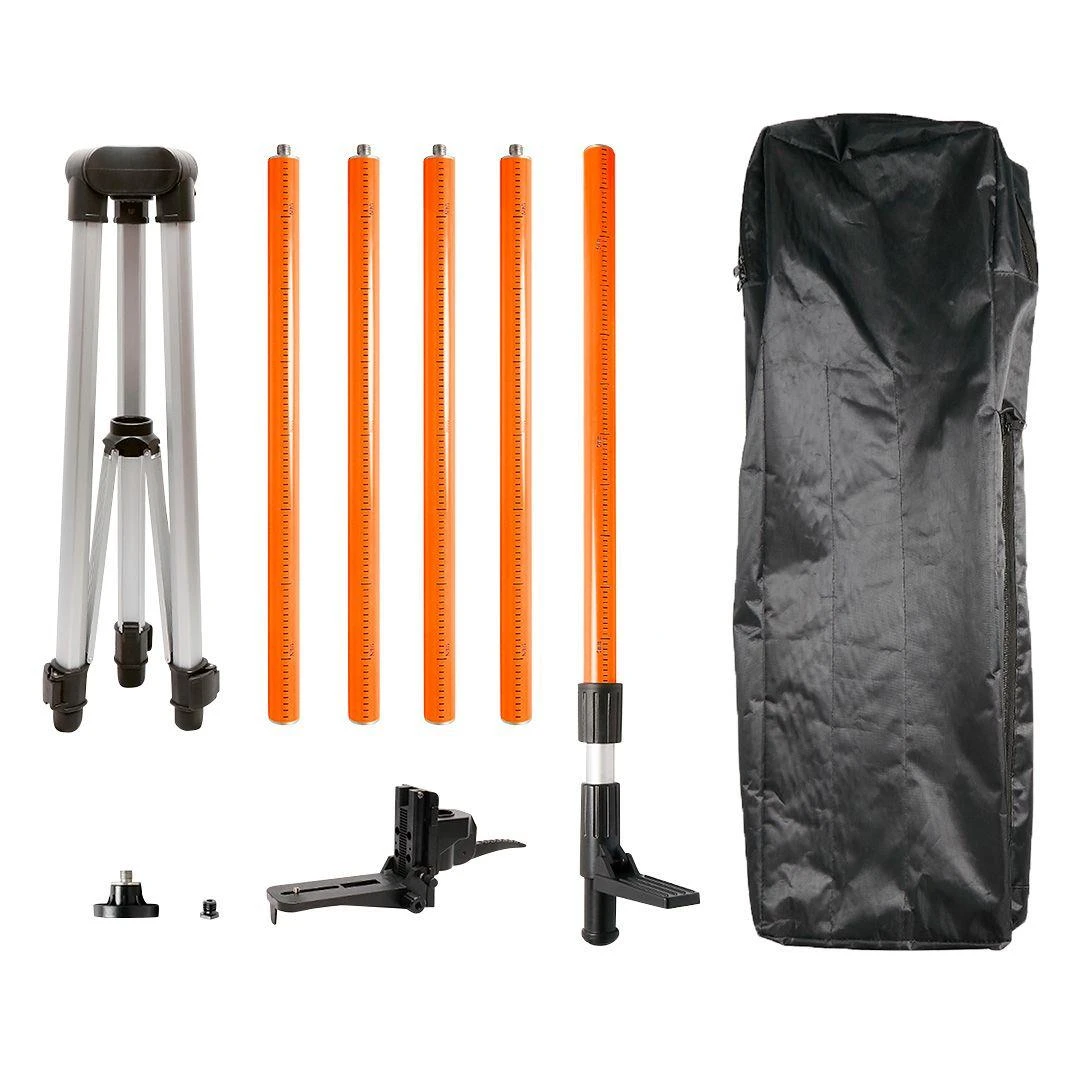 Штатив та віха Neo Tools, 3.7м, 1/4" та 5/8", алюмінієвий, вбудований рівень, шкала з поділками