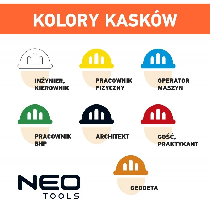 Каска захисна Neo Tools, пластик ABS, пряжка для регулювання, помаранчевий - 2
