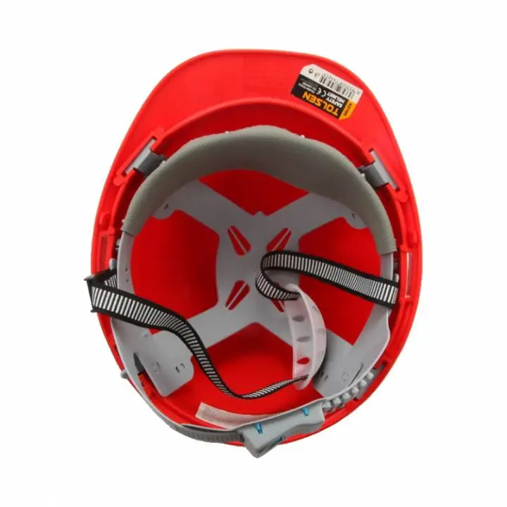 Каска захисна Tolsen, пластик поліпропілен РР, пряжка для регулювання, навушники, червоний - 2