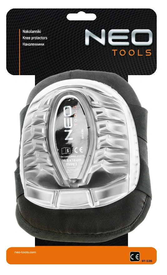 Наколінники захисні Neo Tools, пластикова накладка, гелеві вставки, на липучці, чорний - 2
