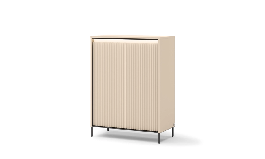 Комод 2д високий Тренд бежевий/чорний з підсвіткою