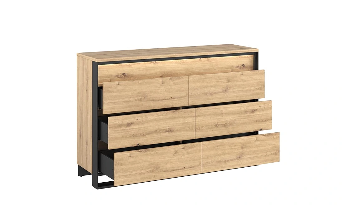 Комод 6-ящ Квант дуб артизан/чорний з підсвіткою - 2