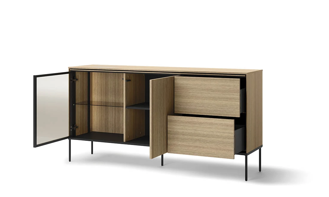 Комод з вітриною 1д1в2ш Віссо дуб з підсвіткою - 2