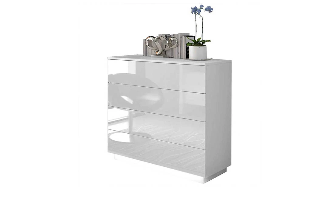 Комод Тіна 4Ш білий глянець з підсвіткою