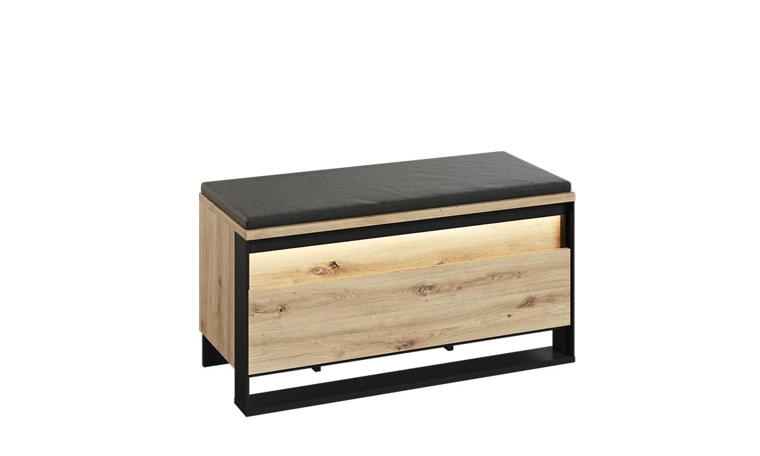 Тумба для взуття Квант дуб артизан/чорний з підсвіткою