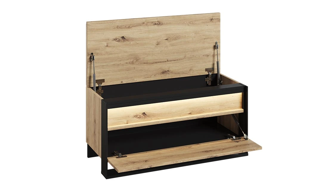Тумба для взуття Квант дуб артизан/чорний з підсвіткою - 2