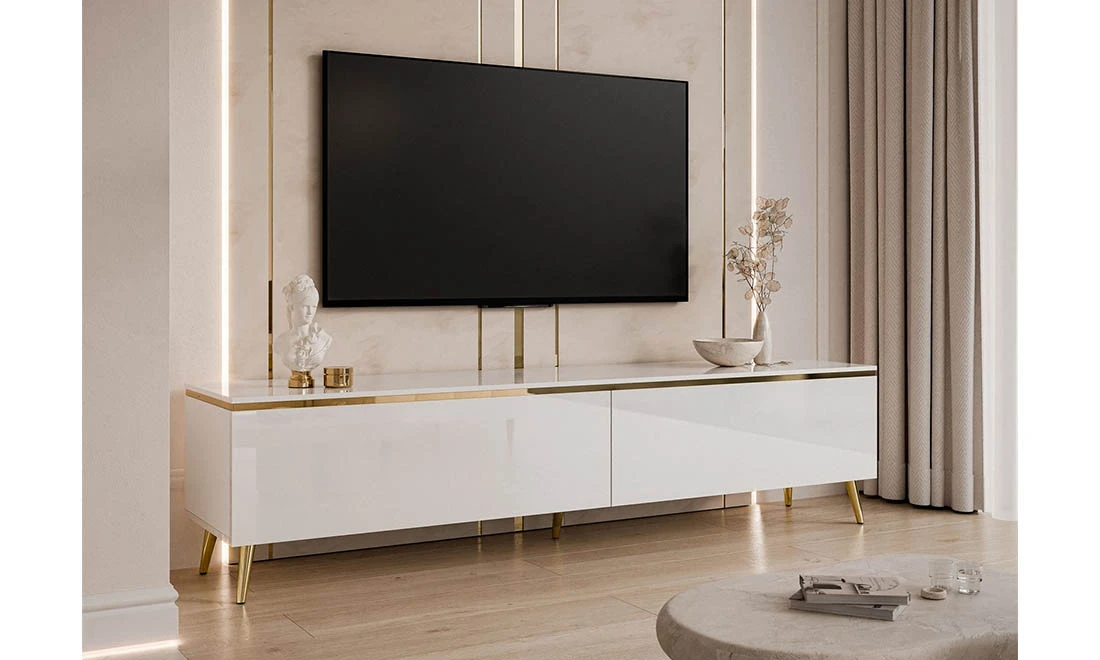 Тумба ТБ Моніка 2Ш білий глянець/золото - 2