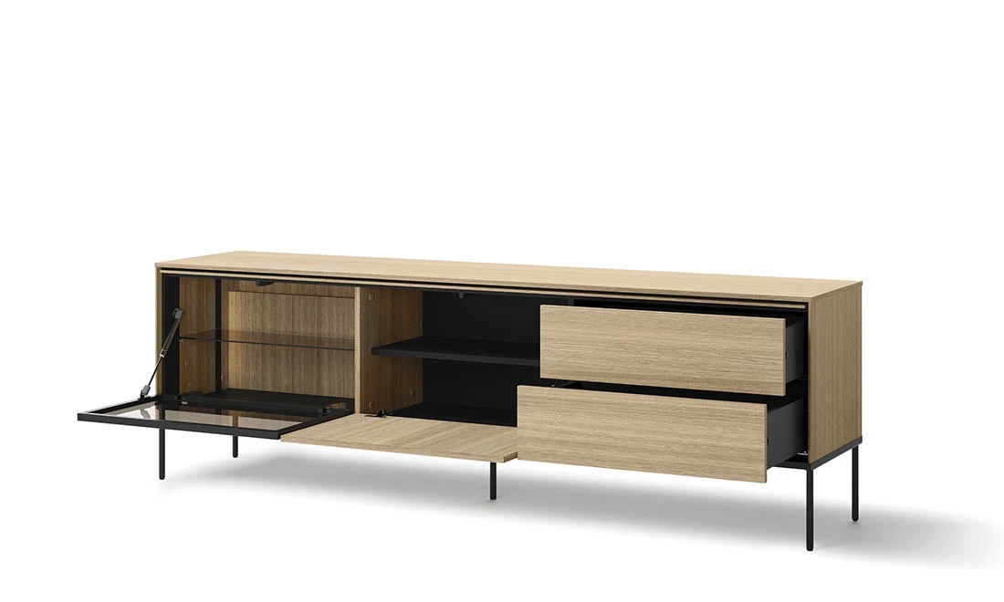 Тумба ТВ з вітриною 1д1в2ш Віссо дуб з підсвіткою - 2