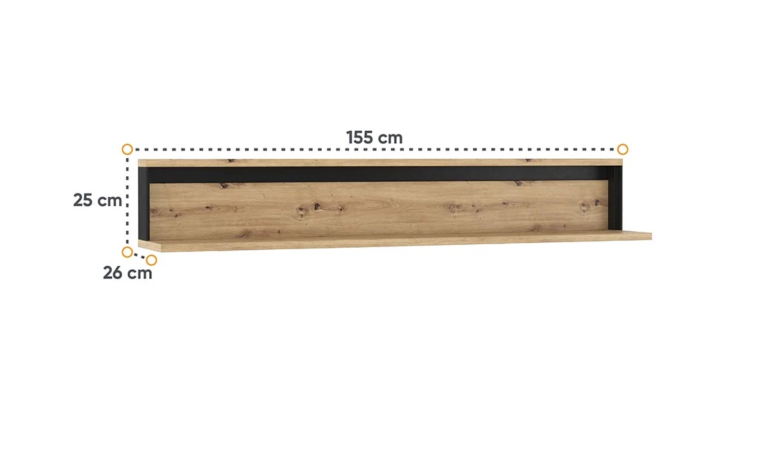 Полиця Квант дуб артизан/чорний - 2