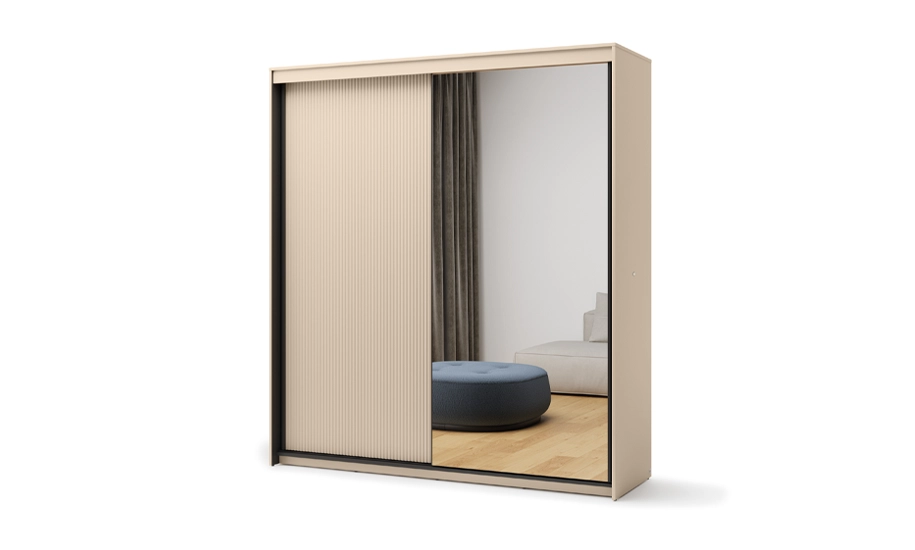 Шафа-купе 2д Trend TS-01 з дзеркалом та підсвіткою бежевий