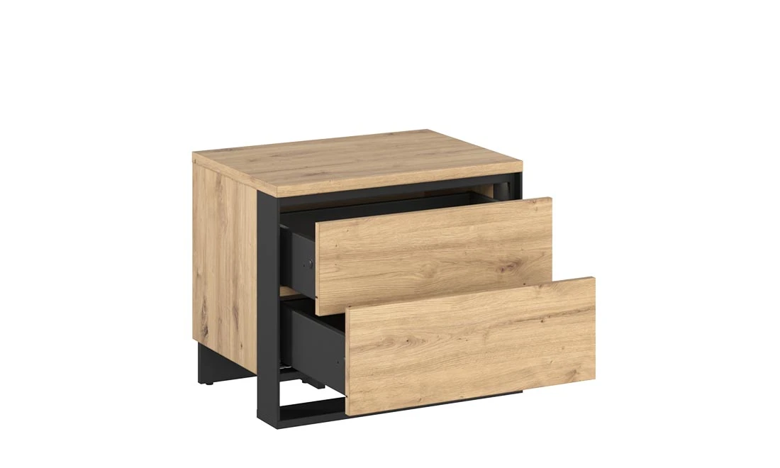 Тумба приліжкова 2ящ Квант дуб артизан/чорний з підсвіткою - 2