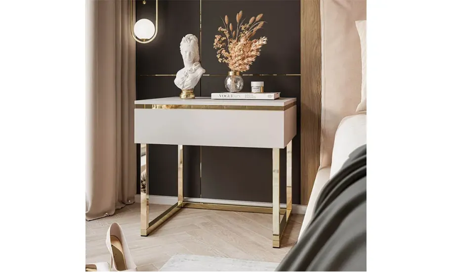 Тумба приліжкова Аврора 1Ш кашемір/золото - 2