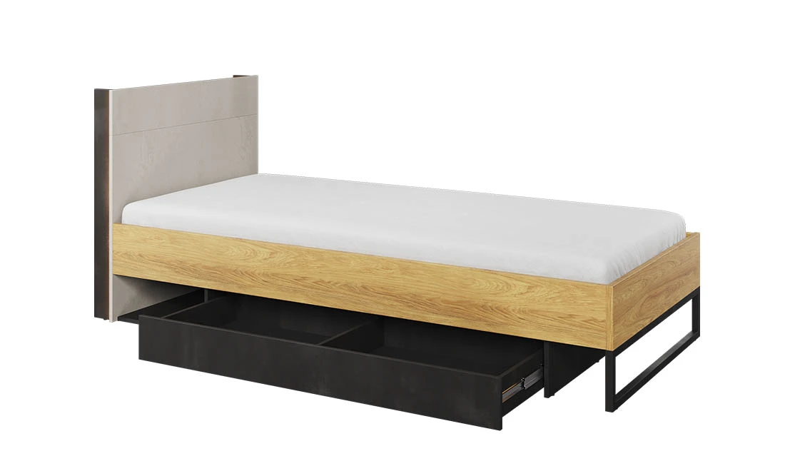 Ліжко 0,9 Тін Флекс із ящиком сірий/гікорі/чорний - 2
