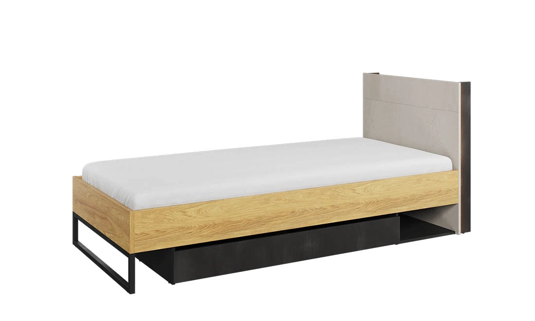 Ліжко 0,9 Тін Флекс із ящиком сірий/гікорі/чорний
