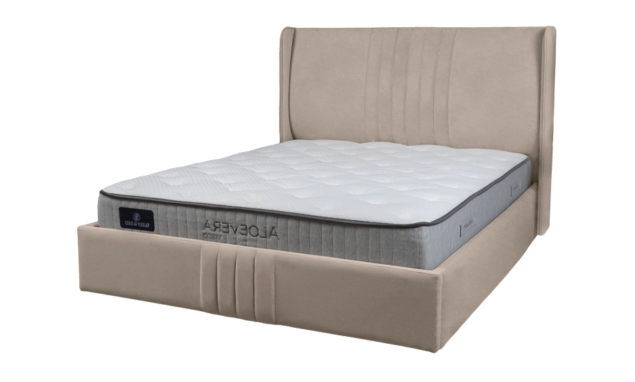 Ліжко 1,6 Лагуна темно-бежеве з підйомним механізмом