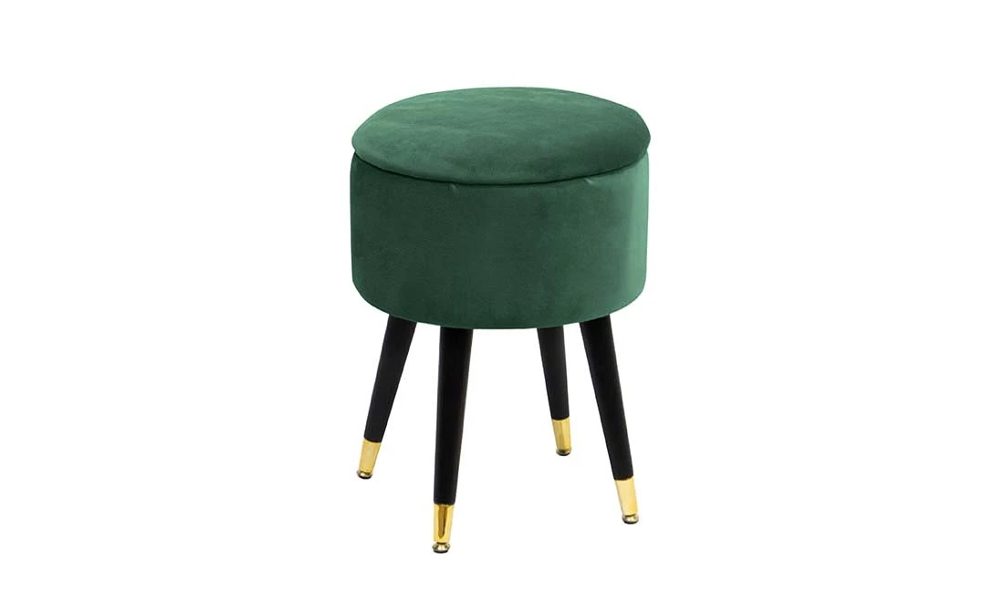 Пуф Джой м’який зелений з золотими насадками