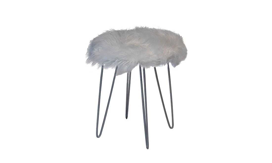 Пуф Коузі молочний ноги срібло