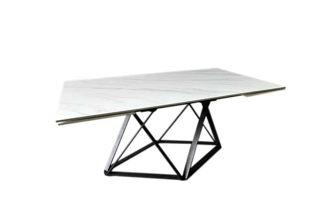 Стіл МІСТЕРІ білий мат 1600/2400×750 чорні ноги