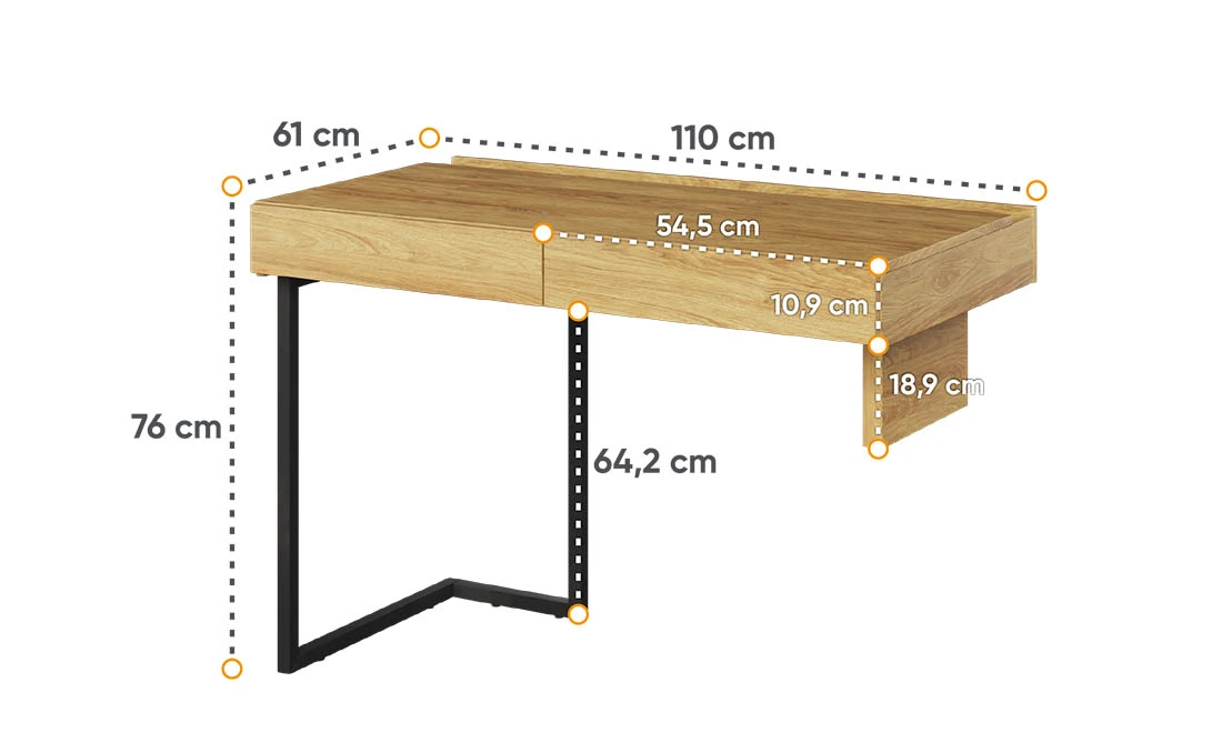 Стіл письмовий 2Ш Тін Флекс лівий/правий гікорі/чорний - 2